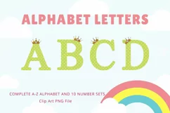 Polka Dots Alphabet Princess Crown Letters Girl Princess PNG Product Image 1