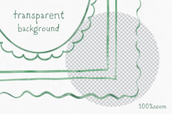 Hand-Drawn Whimsical Frames Clipart Wavy Watercolor Green Product Image 5