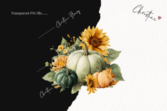 Green Pumpkins and Sunflowers Clipart | Fall Png Product Image 2