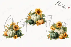 Green Pumpkins and Sunflowers Clipart | Fall Png Product Image 3