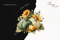 Green Pumpkins and Sunflowers Clipart | Fall Png Product Image 2