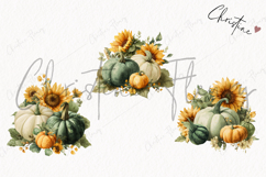 Green Pumpkins and Sunflowers Clipart | Fall Png Product Image 3