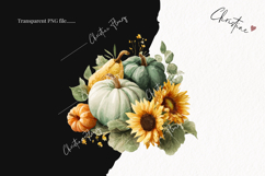 Green Pumpkins and Sunflowers Clipart | Fall Png Product Image 2