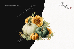 Green Pumpkins and Sunflowers Clipart | Fall Png Product Image 2