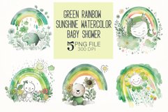 Green rainbow sunshine watercolor baby shower Sublimation Product Image 1