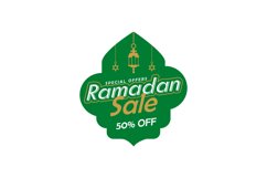 Green ramadan sale sticker design template concept Product Image 1