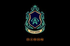 Green shield crown badge with classic ribbon illustration Product Image 2