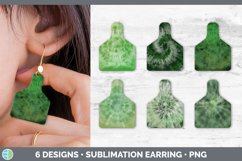 Bundle of six Green tie dye cattle ear tag earrings sublimation designs