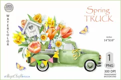 Green Truck png| Watercolor Truck sublimation| Spring truck Product Image 1