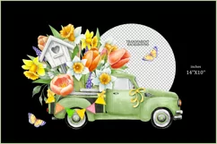Green Truck png| Watercolor Truck sublimation| Spring truck Product Image 2