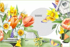 Green Truck png| Watercolor Truck sublimation| Spring truck Product Image 3