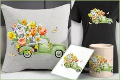 Green Truck png| Watercolor Truck sublimation| Spring truck Product Image 4