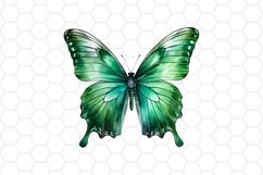 Green Watercolor Butterfly Clipart