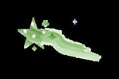 Green watercolor ink stars brush art element design Product Image 2