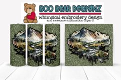 Green Watercolor Mountains Sublimation tumbler design Product Image 1