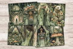 Green Witch Journal, Dark Witch Printable, GlamArtZhanna, Woodland Witch Pages, Druid Witch Art, Wiccan Scrapbook Paper, Forest Animals Card, Folk Witch Collage, Pagan Scrapbook Kit, Woodland Animals Paper