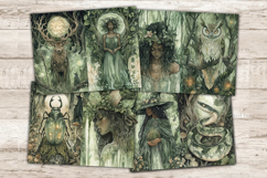 Green Witch Journal, Dark Witch Printable, GlamArtZhanna, Woodland Witch Pages, Druid Witch Art, Wiccan Scrapbook Paper, Forest Animals Card, Folk Witch Collage, Pagan Scrapbook Kit, Woodland Animals Paper