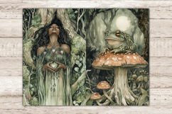 Green Witch Journal, Dark Witch Printable, GlamArtZhanna, Woodland Witch Pages, Druid Witch Art, Wiccan Scrapbook Paper, Forest Animals Card, Folk Witch Collage, Pagan Scrapbook Kit, Woodland Animals Paper