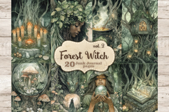 Green Witch Journal, Dark Witch Printable, GlamArtZhanna, Woodland Witch Pages, Druid Witch Art, Wiccan Scrapbook Paper, Forest Animals Card, Folk Witch Collage, Pagan Scrapbook Kit, Woodland Animals Paper