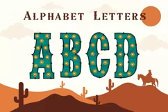 Green Wood Western Vintage Cowboy Doodle Alphabet Letters Product Image 1