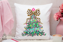 Green Whimsical Christmas Trees with Bows Festive Holiday Product Image 3