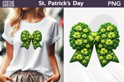 St. Patrick's Day Clipart | Green Bow Clover Sublimation Product Image 1