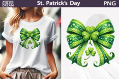 St. Patrick's Day Clipart | Green Bow Clover Sublimation Product Image 1
