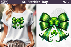 St. Patrick's Day Clipart | Green Bow Clover Sublimation Product Image 1