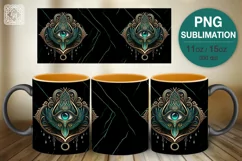 Green Amulet mug PNG sublimation. 11 & 15 oz mug Product Image 1