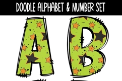Green Star Halloween Doodle Alphabet and Numbers |PNG Files Product Image 5