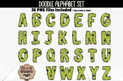 Green Star Halloween Doodle Alphabet and Numbers |PNG Files Product Image 2