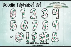 Green Red Dots Doodle Alphabet and Numbers | PNG Files Product Image 3