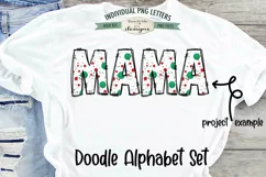 Green Red Dots Doodle Alphabet and Numbers | PNG Files Product Image 4