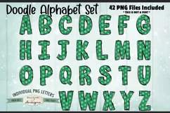 Green Snowflakes Doodle Alphabet and Numbers | PNG Files Product Image 2