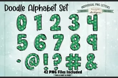 Green Snowflakes Doodle Alphabet and Numbers | PNG Files Product Image 3