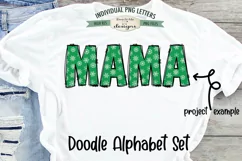 Green Snowflakes Doodle Alphabet and Numbers | PNG Files Product Image 4