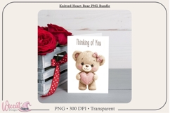 Knitted Heart Bear PNG Bundle, Faux Yarn Teddy Bears, Product Image 9