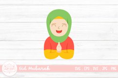 Greeting Girl Clipart Illustration | Ramadan Eid Product Image 1