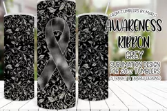 Grey Awareness Ribbon, 20oz Skinny Tumbler Sublimation Product Image 1