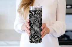 Grey Awareness Ribbon, 20oz Skinny Tumbler Sublimation Product Image 3