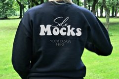 Black Gildan Sweatshirt Outdoor Back Mockup /Nature Model Product Image 1