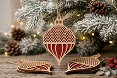 Grid and Petals Christmas Ornament SVG Wood Laser Cut Product Image 1