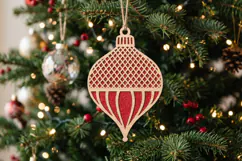 Grid and Petals Christmas Ornament SVG Wood Laser Cut Product Image 2