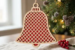 Grid Christmas Bell Ornament SVG Laser Cut File Product Image 1