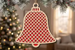 Grid Christmas Bell Ornament SVG Laser Cut File Product Image 2