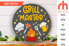 grill master svg, king of the grill svg, backyard door sign svg, beer hanger svg, welcome sign svg, wood patio sign, round hanging sign svg, laser cut file, layered sign svg, the grillfather svg, seasonal door svg, glowforge cut file, cricut cut file