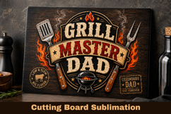 Fathers Day BBQ Cutting Board PNG, man kitchen Cutting Board Product Image 1