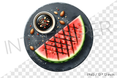 Grilled Watermelon PNG Fruit Food Clipart Summer Watercolor Product Image 1