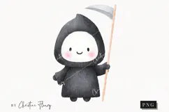 Cute Halloween Grim Reaper Clipart | Halloween PNG Product Image 1
