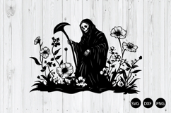 Grim Reaper with Flowers SVG, Halloween SVG Product Image 1